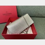 Valentino Garavani V Logo Signature Grained Calfskin Clutch