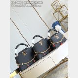 Louis Vuitton Capucines MM Replica Handbag Store M48865 Black Cherry Chain Bag