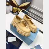 Prada Monolith Mary Janes in Brushed Leather