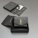 SAINT LAURENT MATELASSE GRAIN LEATHER WALLET 582296