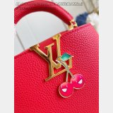 Louis Vuitton The Capucines M48865 Red Cherry Gold Buckle Chain Bag