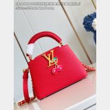 Louis Vuitton The Capucines M48865 Red Cherry Gold Buckle Chain Bag