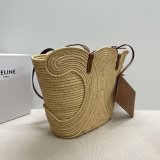 7 Star CELINE TRIOMPHE Hand-woven Raffia Bag