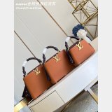 Louis Vuitton Capucines Luxury M48865 Golden Brown Wine-red Tassels Bag