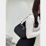 Small Prada Cleo brushed leather shoulder bag with flap