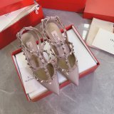 Replica Handbag Store 2023 Replica Valentino Three belts Middle Heel Perfect Shoes