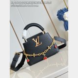 Louis Vuitton Capucines MM Replica Handbag Store M48865 Black Cherry Chain Bag