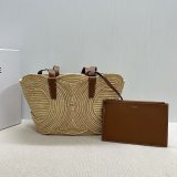 7 Star CELINE TRIOMPHE Hand-woven Raffia Bag