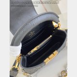 Louis Vuitton M48865 Black Ostrich Flower Ring Buckle Chain Capucines Bag