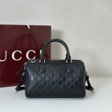 Gucci High 848886 Black GG Emblem Medium Boston Bag