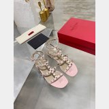 Replica Handbag Store VALENTINO ROCKSTUD FLAT CALFSKIN SANDAL WITH STRAPS