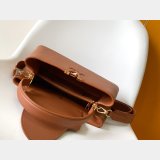 TOP LV Capucines MM Souple Grained Calfskin Handbag