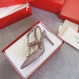 Replica Handbag Store 2023 Replica Valentino Three belts Middle Heel Perfect Shoes