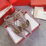 Replica Handbag Store 2023 Replica Valentino Three belts Middle Heel Perfect Shoes
