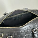Gucci High 848886 Black GG Emblem Medium Boston Bag