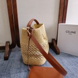 MEDIUM LOUISE BUCKET IN RAFFIA AND CALFSKIN