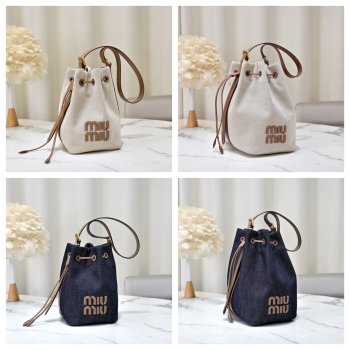 7 Star MiuMIU New Canvas Bucket 5BE089 Bag