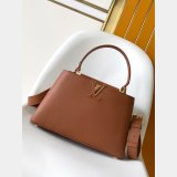 TOP LV Capucines MM Souple Grained Calfskin Handbag