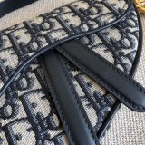 Replica Christian Dior Saddle Bag Grained Blue Oblique Jacquard
