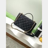 Designer AS3653 Flap Black Top Handle Wool Tweed Bag