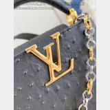 Louis Vuitton M48865 Black Ostrich Flower Ring Buckle Chain Capucines Bag