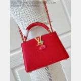 Louis Vuitton The Capucines M48865 Red Cherry Gold Buckle Chain Bag