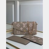 Louis Vuitton Félicie Pochette Monogram Empreinte Leather M69977 Cream Black