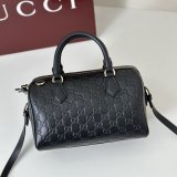 Gucci High 848886 Black GG Emblem Medium Boston Bag