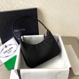 Prada Replica Handbag Store Zip Women's Hobo Black/Rose Bags Leather Handle