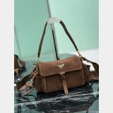 Prada Explorer Medium Suede Shoulder Bag