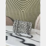 CC Water droplet black and white pearl Handbag 20CM