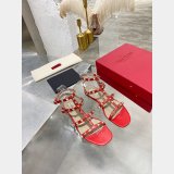Replica Handbag Store VALENTINO ROCKSTUD FLAT CALFSKIN SANDAL WITH STRAPS