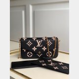 Louis Vuitton Félicie Pochette Monogram Empreinte Leather M69977 Cream Black