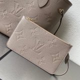 Louis Vuitton M45686 Knockoff Neverfull MM Monogram Empreinte Leather Tourterelle Gray