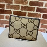 Gucci Replica 699318 Clutches Jumbo GG pouch camel ebony GG canvas