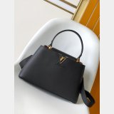 TOP LV Capucines MM Souple Grained Calfskin Handbag