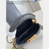 Louis Vuitton Black Lizard Pearl Chain M48865 Capucines Bag