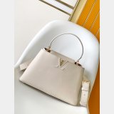 TOP LV Capucines MM Souple Grained Calfskin Handbag