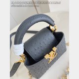 Louis Vuitton M48865 Black Ostrich Flower Ring Buckle Chain Capucines Bag
