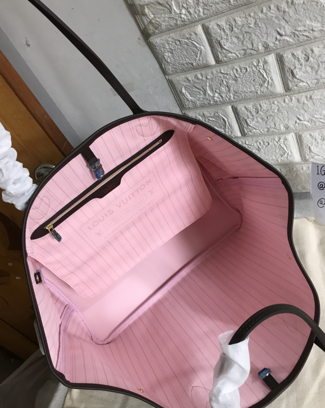 Luxury Louis Vuitton Neverfull M41357 GM Damier Ebene Canvas PINK 40CM
